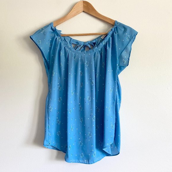 LC Lauren Conrad Tops - LC Lauren Conrad Pleat Neck Top in Blue
